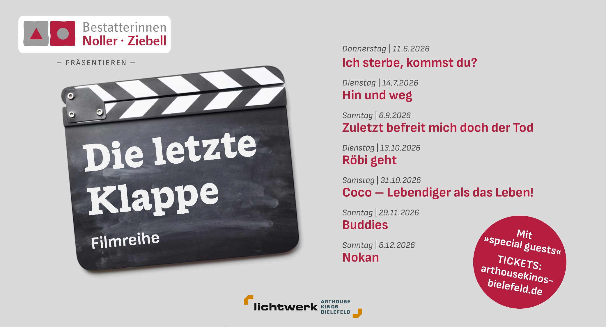 Übersicht Letzte Klappe 2026